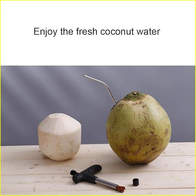 Premium Coconut Opener Stainless Steel Drill Cutter with Cleaner Stick Coconut Tool (Coconut Opener with Straw)