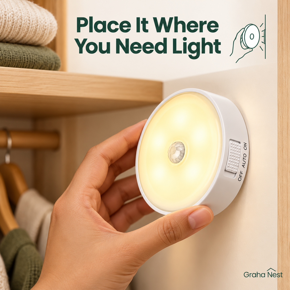 Graha Nest Rechargeable Motion Sensor LED Lights – Pack of 2